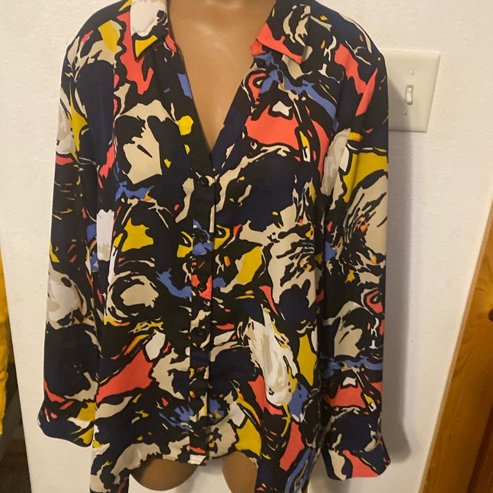 Dana Buchman 3/4 Sleeve Medium‎ Blouse High Low Hem L